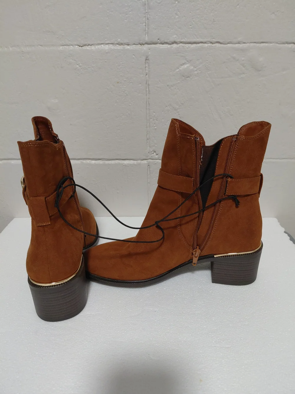 Suede Ankle Boots in Brown - Women's Stylish Zip Boot